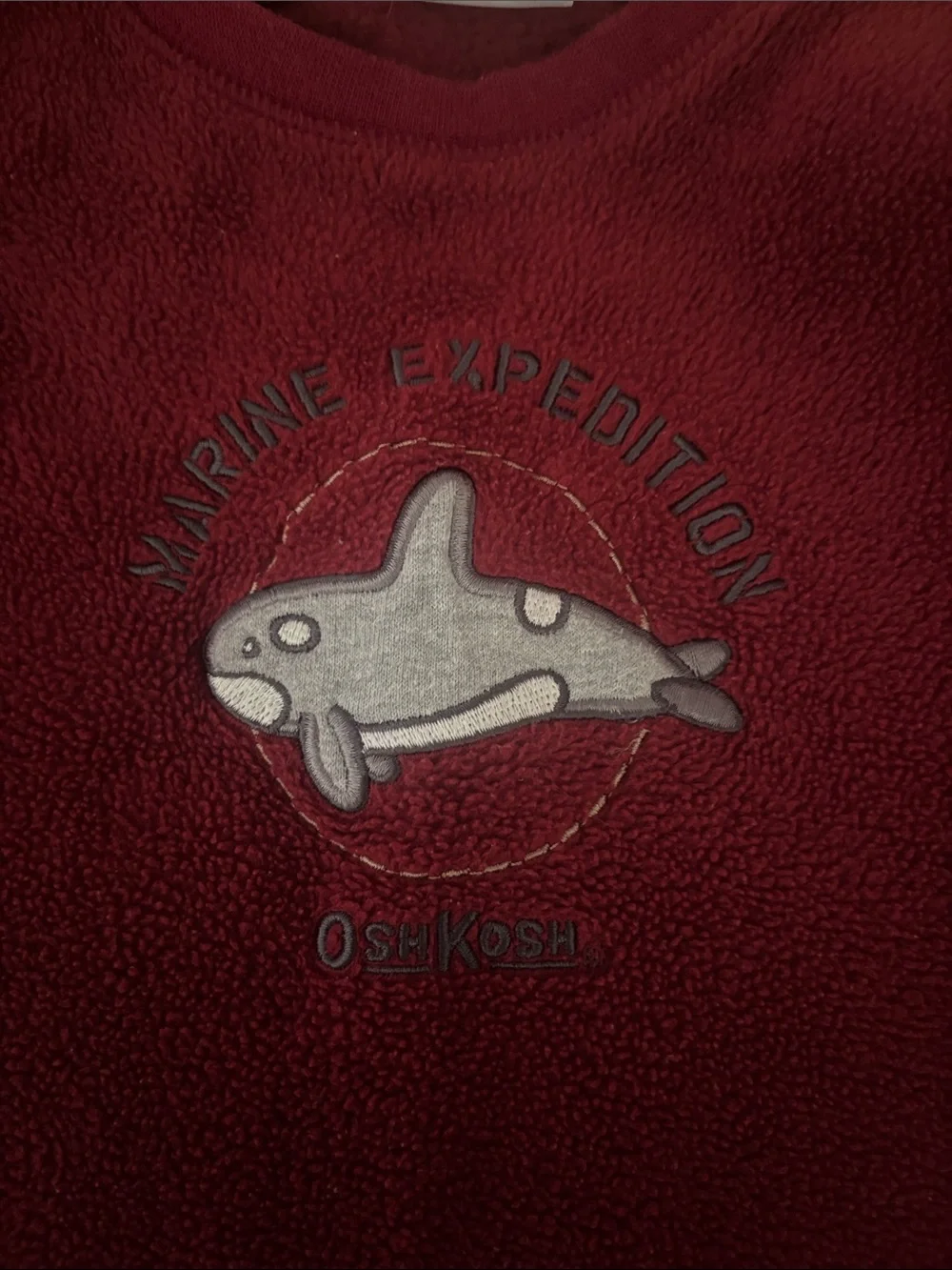 Vintage OshKosh B'gosh Deep Red Fleece Marine Expedition Sweatshirt 18 mo